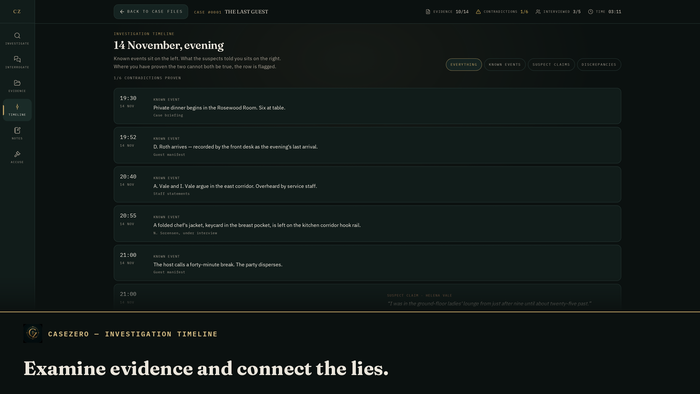 Investigation timeline & deduction
